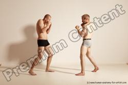 Underwear Martial art Man - Man White Moving poses Slim Short Blond Dynamic poses Academic